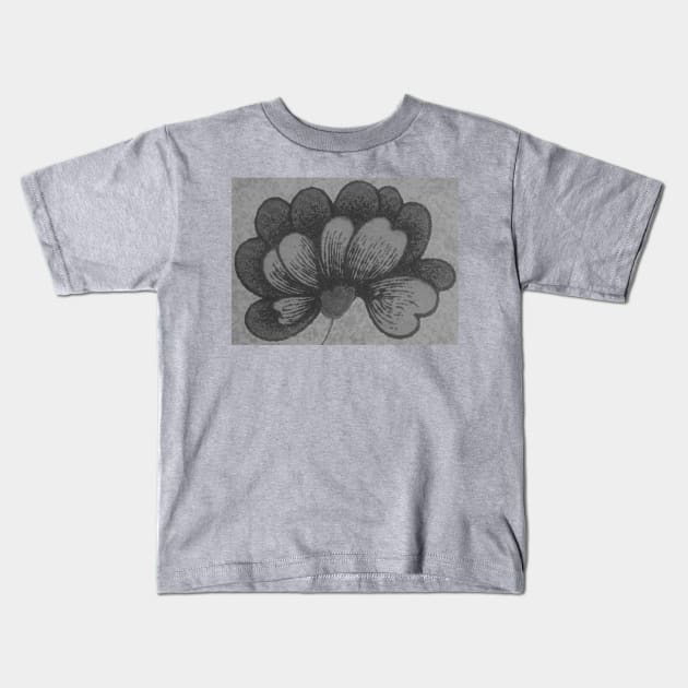 Vintage Grey flower Vanilla Kids T-Shirt by PLANTONE